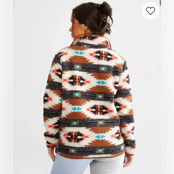 Wrangler Retro Southwestern Quarter Zip Sherpa Pullover - Picture 12 of 12